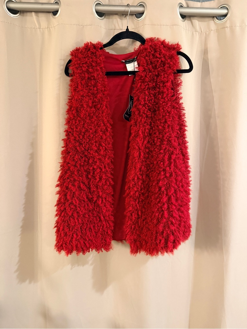 Vertigo Red Fuzzy Faux Fur Vest - Cozy Layering Piece